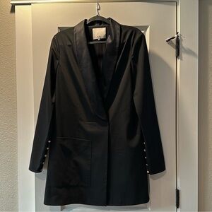 Tibi Black Blazer Dress with Gold Button Accents